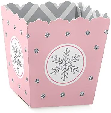 Big Dot of Happiness Pink Winter Wonderland - Party Mini Favor Caixas - Festas de aniversário de flake de férias ou caixas de doces do chá de bebê - conjunto de 12