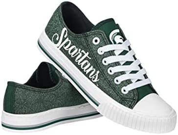 Michigan State Spartans NCAA Womens Color Glitter Low Top Canvas Shoes - 7