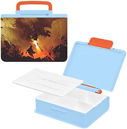 Alaza Fantasy Fire Dragon Bento Lanch Box sem vazamentos de BPA, recipientes de almoço à prova de vazamento com garfo e colher,