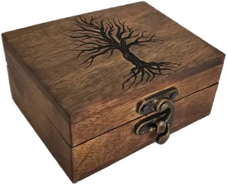 Caixa de jóias de madeira da Árvore Premium Tree of Life