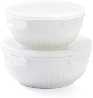 Zen Pleats Porcelain serve e armazenar recipientes herméticos 14 e 22 onças Conjunto de 2
