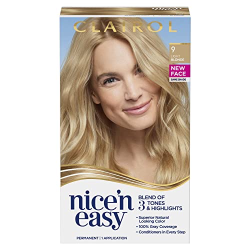 Clairol Nice'n Easy Permanent Hair Dye, 9 Cara Loira leve, pacote de 1