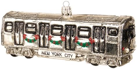 New York City Subway Polish Polish Glass Christmas Ornament NYC Decoração de árvores