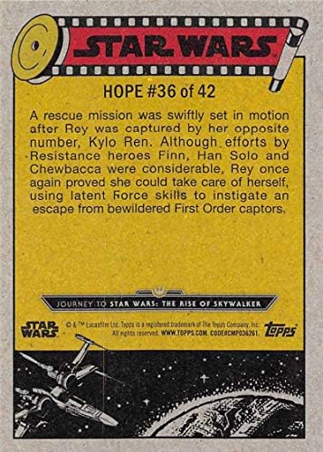 2019 Topps Star Wars Journey to Rise of Skywalker #36 Missão de resgatar o cartão de negociação de Rey
