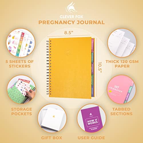 Planejador de gravidez de Fox Clever e Livro de Memória-Um diário de rastreamento semana a semana para a gravidez feliz e saudável-Gravidez e lembrança do bebê para novas mães-41 semanas, capa dura 8,5x10.5 ″