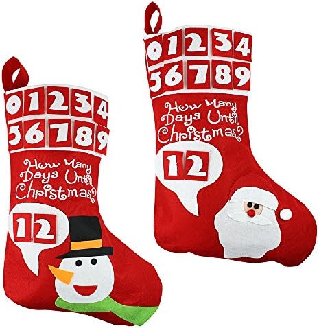 Ebuygb Christmas Countdown Stocking, 1, Red Santa