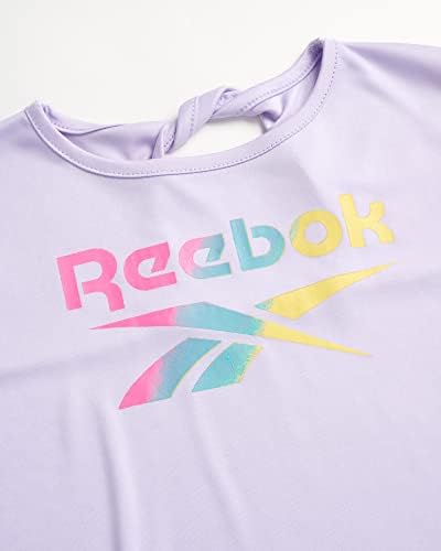 Conjunto de shorts para meninas Reebok - T -shirt de 3 peças de performance e shorts de ginástica em corrida de golfinhos