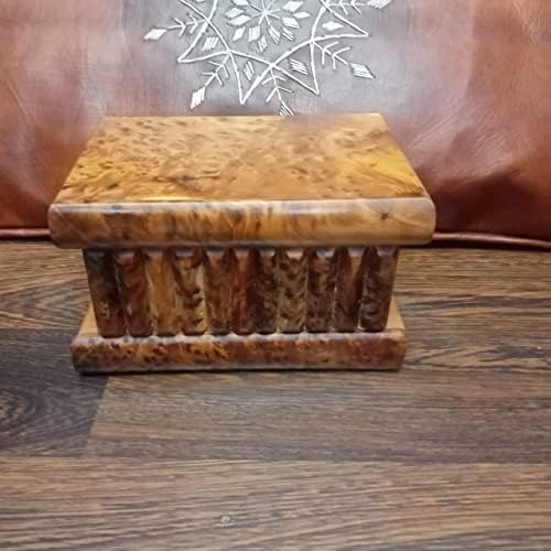 Storekech Wooden Puzzle Box em madeira de thuya, caixa de jóias, caixa de anel, marroquino marroquino Thuya Wood Jewelry