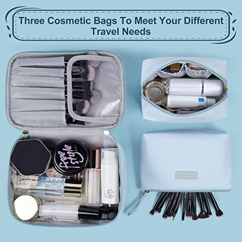 MAANGE SACO DE MAGURA - Bolsa de cosméticos grande com 2pcs pequenas sacolas de maquiagem portáteis Bolsa de maquiagem de transmissão