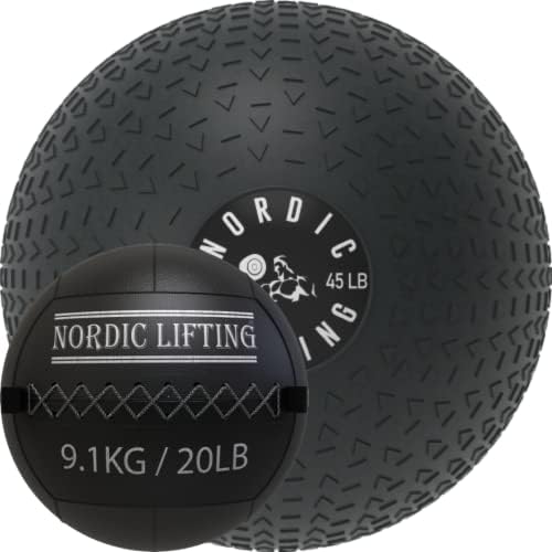 Nordic Lifting Slam Ball 45 lb pacote com bola de parede 20 lb