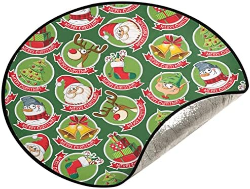 MnSruu Christmas Tree Mat - Protetor de piso da saia de árvore reversível, padrão engraçado de adesivos de desenhos animados de Natal, 28,3 polegadas