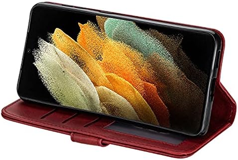 Capa de capa de telefone Compatível com Samsung Galaxy S22 Ultra Ultra Wallet Sleeve Protetive, suporte de protetora de couro