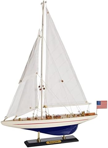 SailingStory Wooden Sailboat Modelo Navio de veleiro Decoração de iate Enterprise 1/100 Escala 1930 Réplica da Copa
