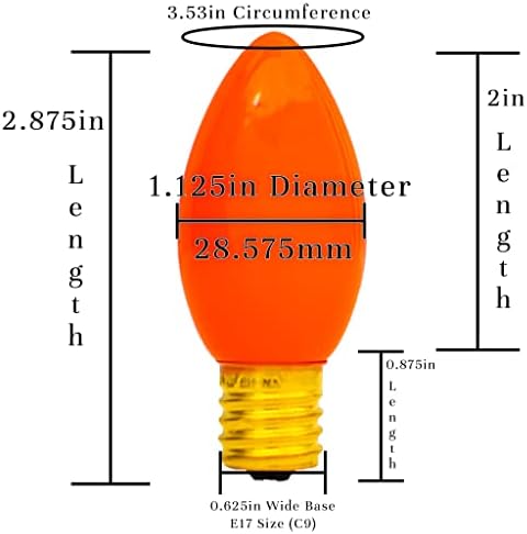 HUSA. LEE Display L D 1902 C-9 Lâmpadas laranja lâmpadas de cerâmica sólida Candelabra Candelabra Iluminação de Natal Base Base Infuso C9 E17 Caixa de 25