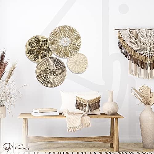 Decoração de cesta de parede tecida - Conjunto de 9 cestas de parede decorativas e artesanais - Ratão de terapia artesanal e decoração de cesta de parede de ervas marinhas - ideal para sua parede caseira acolhedora, fazenda, cozinha e mais