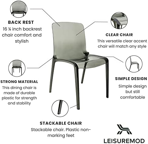 Cadeira lateral moderna de LeisureMod Adler meados do século, conjunto de 2