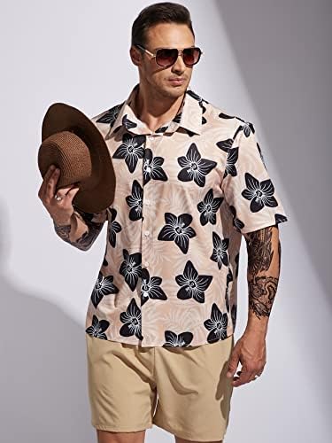 Roupas de duas peças para homens camisa e shorts de impressão floral