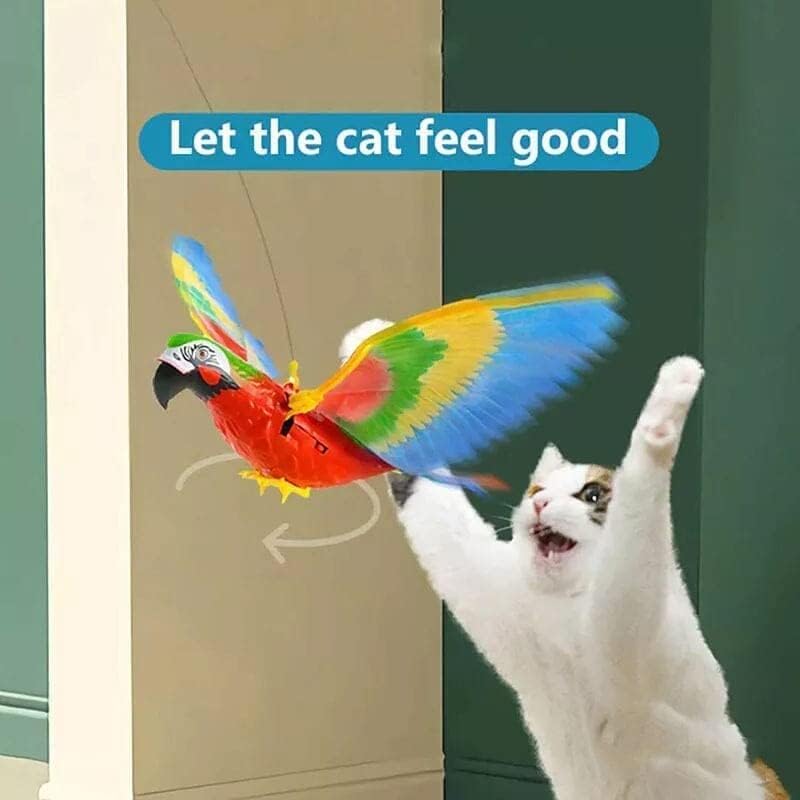 Luobo Simulation Bird Interactive Cat Toy para gatos internos, brinquedo de gato de pássaro voador, Automática pendurada