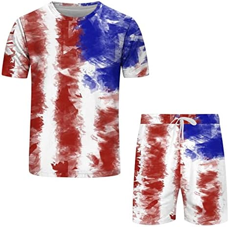 BMISEGM Summer T-shirts for Men Men's Independence Day Flag da primavera Esportes de lazer e ternos para homens para homens