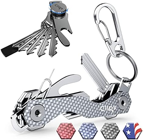 Pacote de clipes Smart Compact Key Organizer Holder Keychain feito de fibra de carbono mini Smart Compact Key Organizer