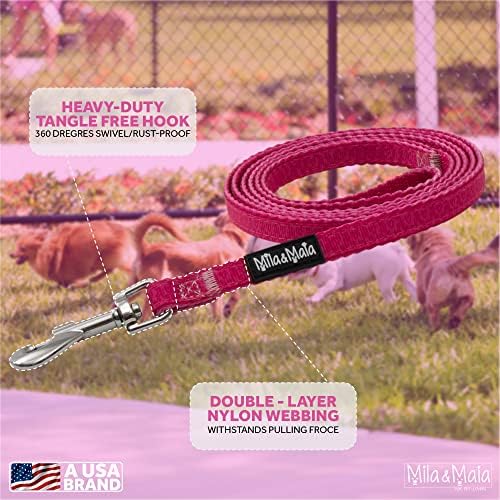 Mila & Maia Puppy Collar and Leash Set, colarinho de cachorro rosa e coleira para xsmall cães, cachorros, inclui