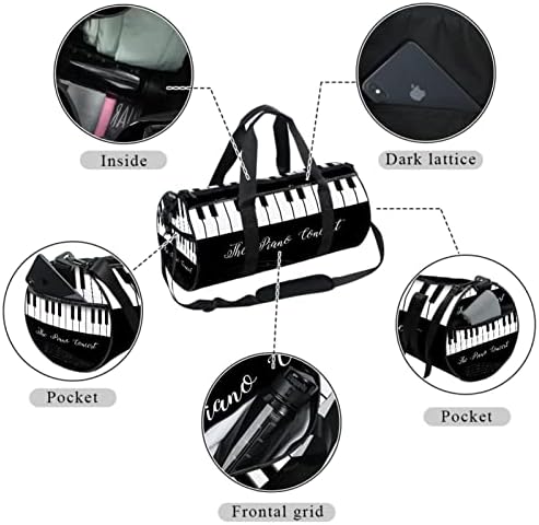 Mamacool Piano Background Duffel ombro Bolsa de transmissão Bolsa de viagem para ginástica Sports Dance Travel Weekender