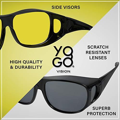 A Visão de Yogo se encaixa sobre os óculos de sol embrulhar lentes polarizadas sobre os óculos Proteção UV para homens e mulheres