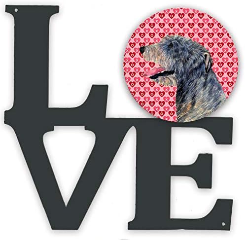 Tesouros de Caroline SS4506WALV Irish Wolfhound Hearts Love e Dia dos Namorados Retrato de Metal Wall Artwork Love,