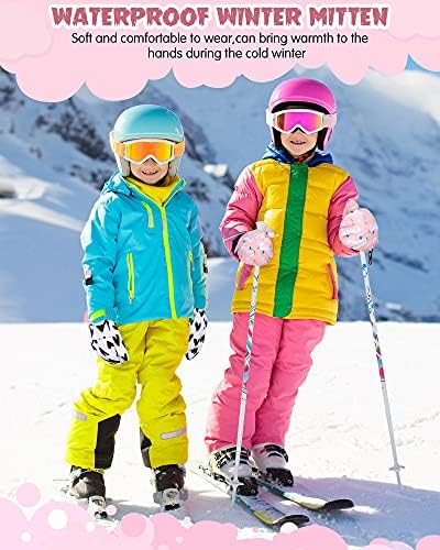 3 Pars Kids Snow Buttens Criandler Ski Mittens Imper impermeável Luvas de esqui de inverno UNISSISEX Baby Warm Fleece Luvas para menino, menina, 2-3 anos