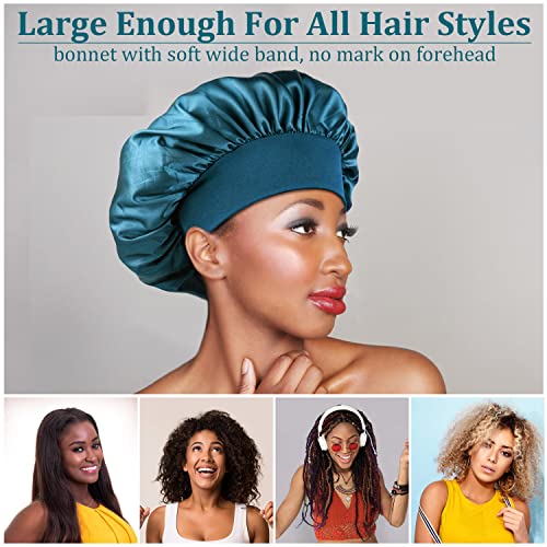 4 PCs Captos de cetim Capas de cabeceira de cabelos de banda ampla e sedosa para mulheres negras com longos cabelos