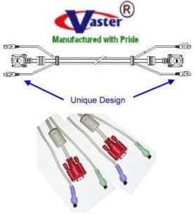 2 pacote de 3 pés de alta resolução PS/2 KVM conjunto de cabos masculino para masculino 3 em 1