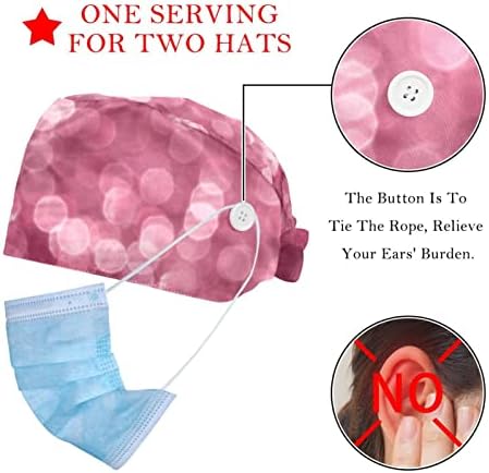 Niaocpwy 2 pacote com efeito de brilho rosa Twinkle tampas de trabalho brilhantes com banda de moletom para homens, Bouffant Scrub