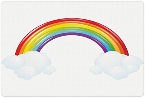 Tapete de animais de estimação arco-íris lunarable para comida e água, vibração de arco-íris de cor de arco-íris.
