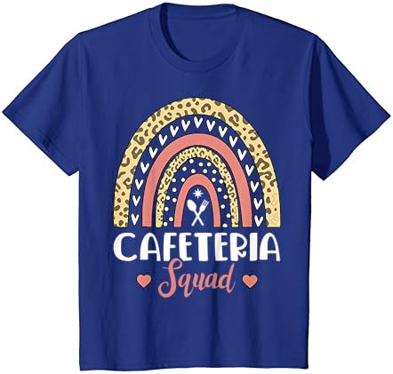 Esquadrão de cafeteria Boho Rainbow Leopard Almoço T-shirt Lady Crew