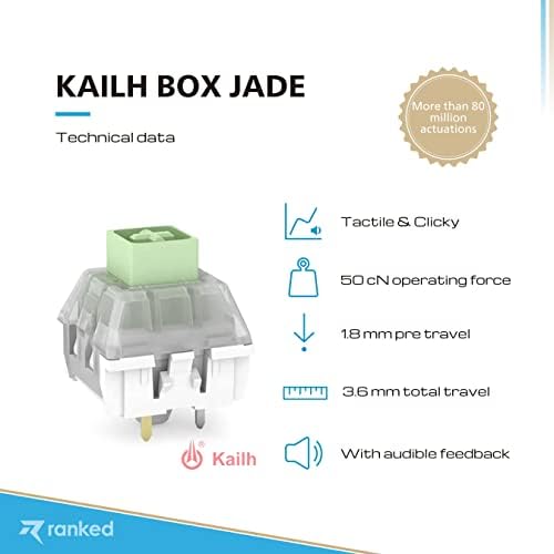Pacote de interruptores de 120 Kailh Box Jade para teclados de jogos mecânicos e abridor de interruptor usinado CNC premium classificado