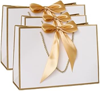 Ibluelover 10pcs Kraft Sacos de papel Caixas de papelão Caixas de presente Ribbon Bow Tote Soft Handle apresenta bolsas
