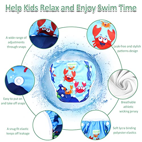WeGreeco Baby e Criano Snap One Ajuste de Baby Swim Reutilable Reutable Baby Swim Repivy Diving, Ocean, Turtle, pacote grande