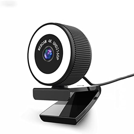 BHVXW Webcam USB 4K Câmera da web Lâmpada de brilho ajustável com microfone para o trabalho de vídeo