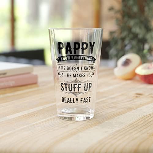 Cerveja de vidro de cerveja 16oz Pappy hilariante sabe tudo o pai de dizer, amante da paternidade humorística