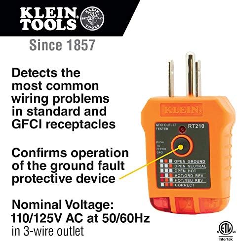 Klein Tools ET45VP Kit de teste elétrico com testador de saída GFCI e testador de tensão AC/CC