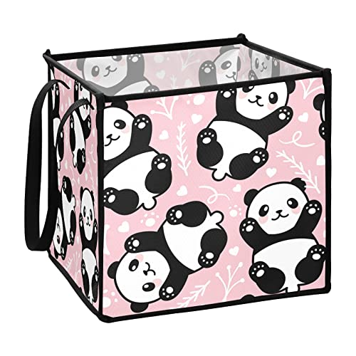 Linda desenho animado Panda Bin Bin dobrável cesta de armazenamento de brinquedos cesta de lavanderia cesto de berçário à prova d'água com alças para berçário garotas meninas meninos roupas de roupa decoração