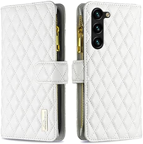 Compatível com o couro Samsung Galaxy S23 Plus Case com cordão e porta-cartas preto e luxuoso capa de telefone brilhante Samsung S23 Plus Case com carteira anti-deslizamento Flip Kickstand