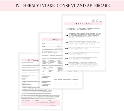 Ingestão de terapia IV, consentimento e forma de pós -tratamento | 75 pacote | 8,5 x 11 A1 formas | para terapia intravenosa