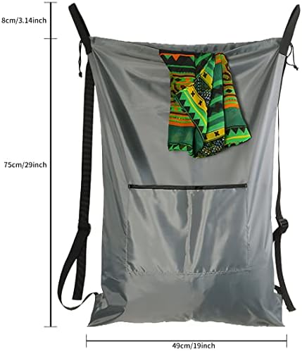 Backpack de lavanderia grande para estudantes universitários 29 x 19 com tiras e alças ajustáveis, pode pendurar carregar o bolso