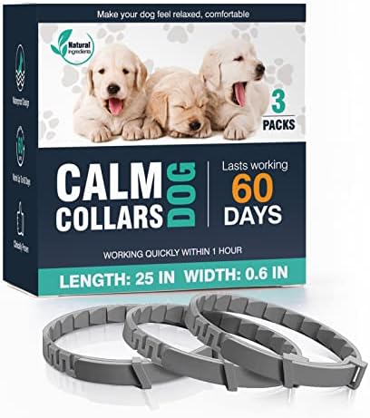 3 pacotes de colarinho calmante para cães, alívio de ansiedade colares de calmões de alívio de até 60 dias eficientes