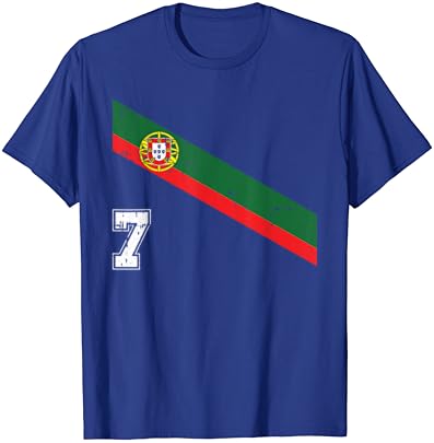 Portugal Soccer Número 7 T-shirt de fã de esportes de futebol português