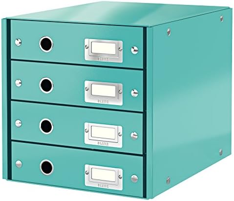 Gabinete da gaveta de Leitz, 4 gavetas, A4, clique e armazene faixa 60490051 - Blue de gelo