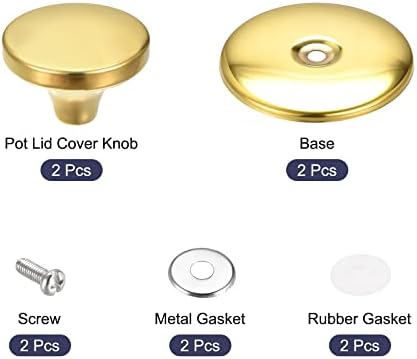 Meccanixity Universal Pot tampa, botão de reposição de aço inoxidável 44 x 32 mm, tom dourado, para pacote de capa de panela de 2