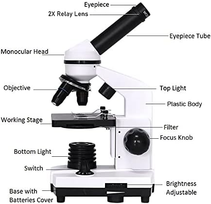 Yasez Professional Microscópio Biológico Composto LED Microscópio Microscópio de Exploração Biológica Adaptador de Smartphone 40x-1600x