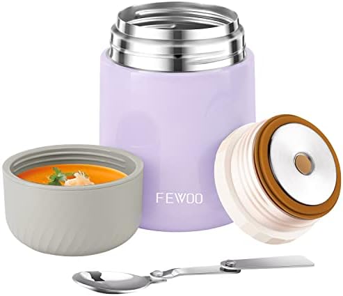 Pouquo de comida térmica - 20 onças de sopa com isolamento de vácuo, lancheira de aço inoxidável para crianças adultos, jarra de alimentos